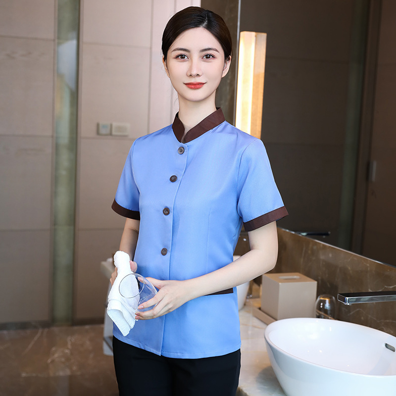 Picture of Cleaning work clothes short sleeve hotel guest room aunt PA uniform property housekeeping hospital cleaner suit summer