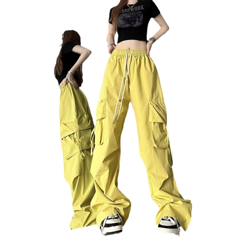 American-Style Women's Cargo Pants 2025 New Straight-Leg Wide-Leg Pants with a Unique Design, Loose Casual Floor-Length Trendy Trousers