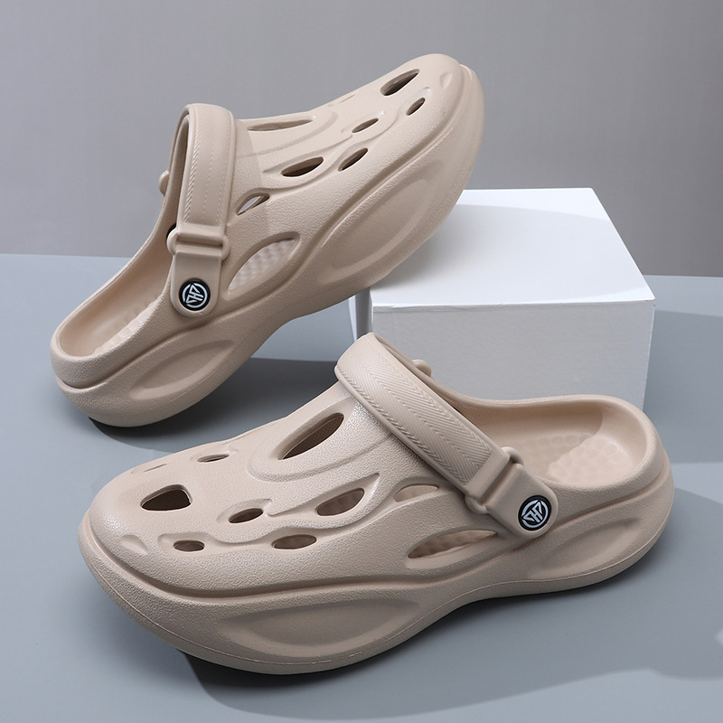 New Hole Shoes Men's Summer Outwear Heightened Baotou Home Non-slip Wear-resistant Non-smelly Feet High-end Sandals