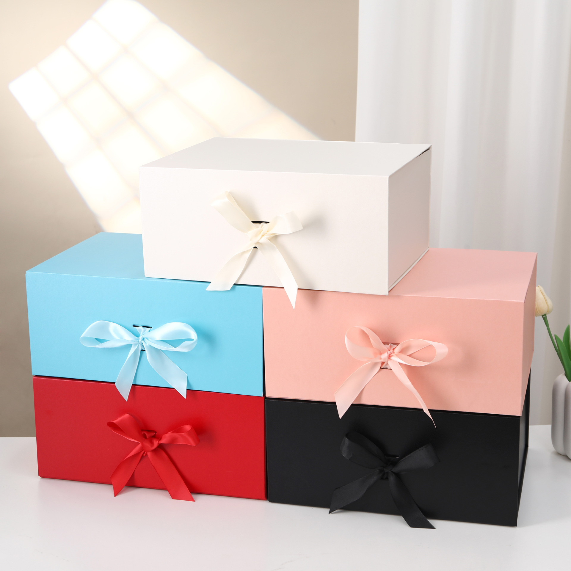 Pearl Paper Book Folding Box Empty Box Large Magnet Flip Ribbon Folding Box One-piece Clothing Gift Box
