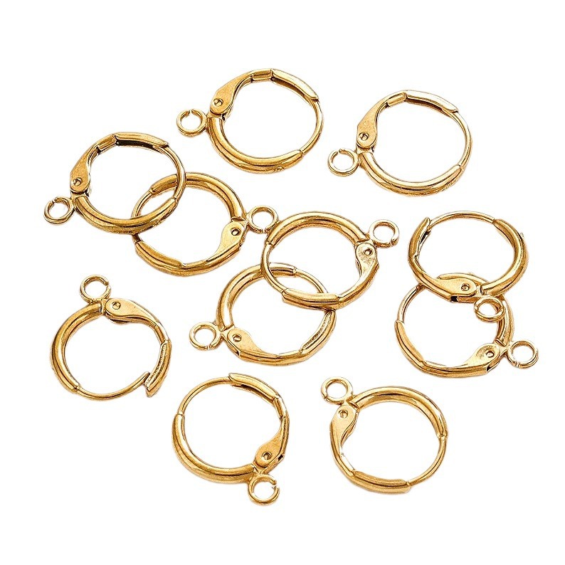 Picture of Stainless Steel Plated 18K Package Gold French Hook Round Single Hole Ear Hook Ear Ring DIY Handmade Earrings Jewelry Gold Earrings
