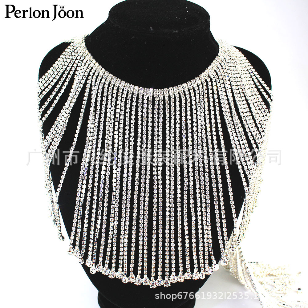 Foreign trade explosions 15cm wide long tassel hanging drill tassel diamond chain diamond chain long boots decorative accessories
