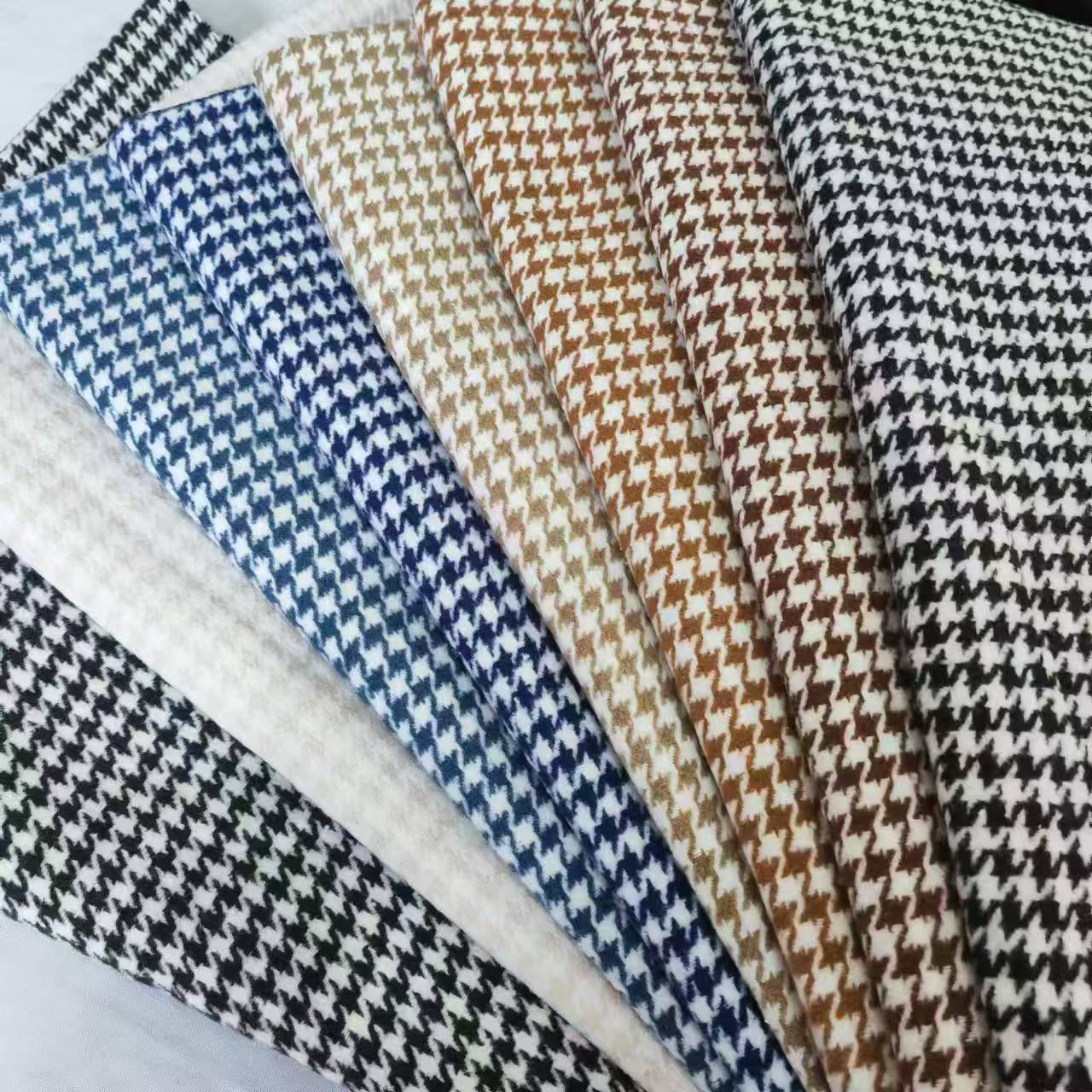Picture of Shaoxing Factory in stock Autumn and Winter Houndstooth Tweed Coat Fashion Dress Shoes Hats Bags crazy bird Woolen Fabric