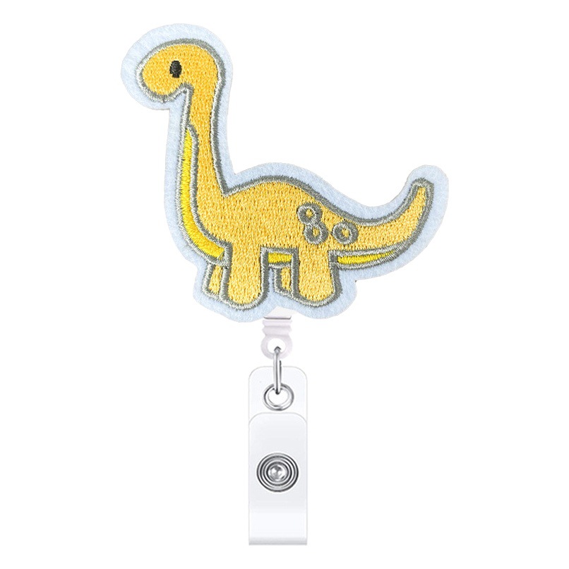 Spot Hot Selling Cartoon Dinosaur Doctor Nurse Telescopic Easy Pull Buckle Rotating Alligator Clip Felt Easy Pull Badge