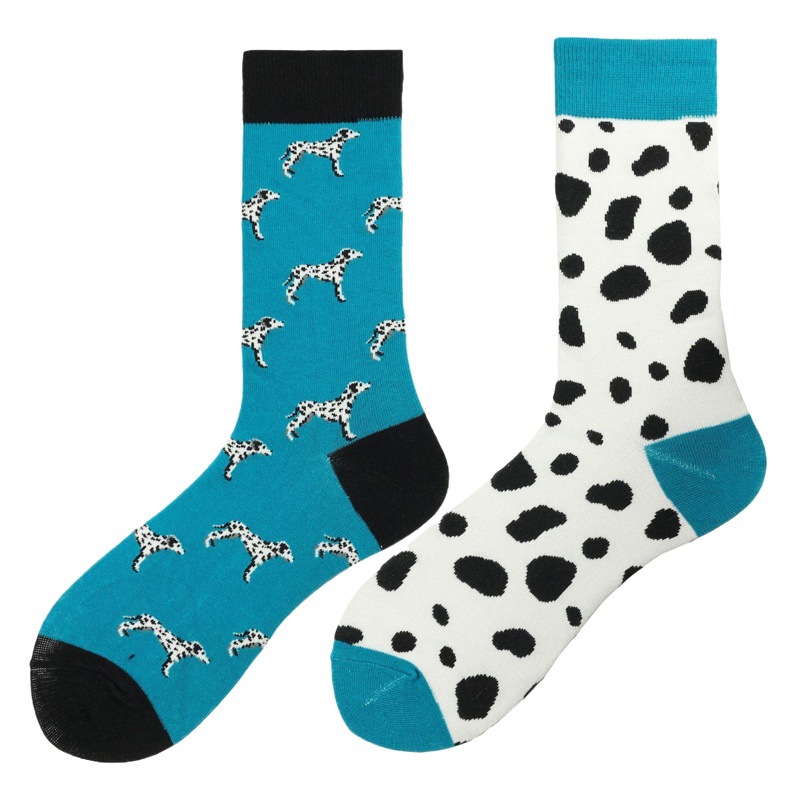 Spot cross-border trend in the tube men's socks Europe and the United States AB asymmetric fashion colorful skateboard socks Amazon