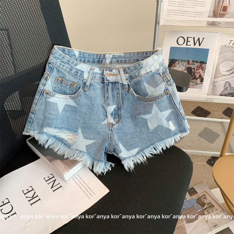 Design Sense Retro Rapped Jeans Short Shorts Hot Pants Women's Summer American Style Hot Girl Slimming Short Pants Trendy