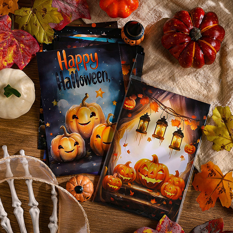 Yuezhen Magic Night Pumpkin Head Halloween Small Card Cross-border Foreign Trade Birthday Greeting Card Postcard