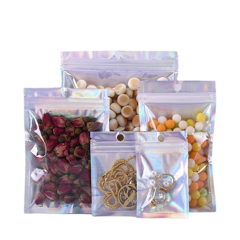 Picture of Laser Self-sealing Bag Small Star Magic Color Bag Data Line Yin and Yang Bag Digital Flash Aluminum Foil Plastic Bag Jewelry Bag