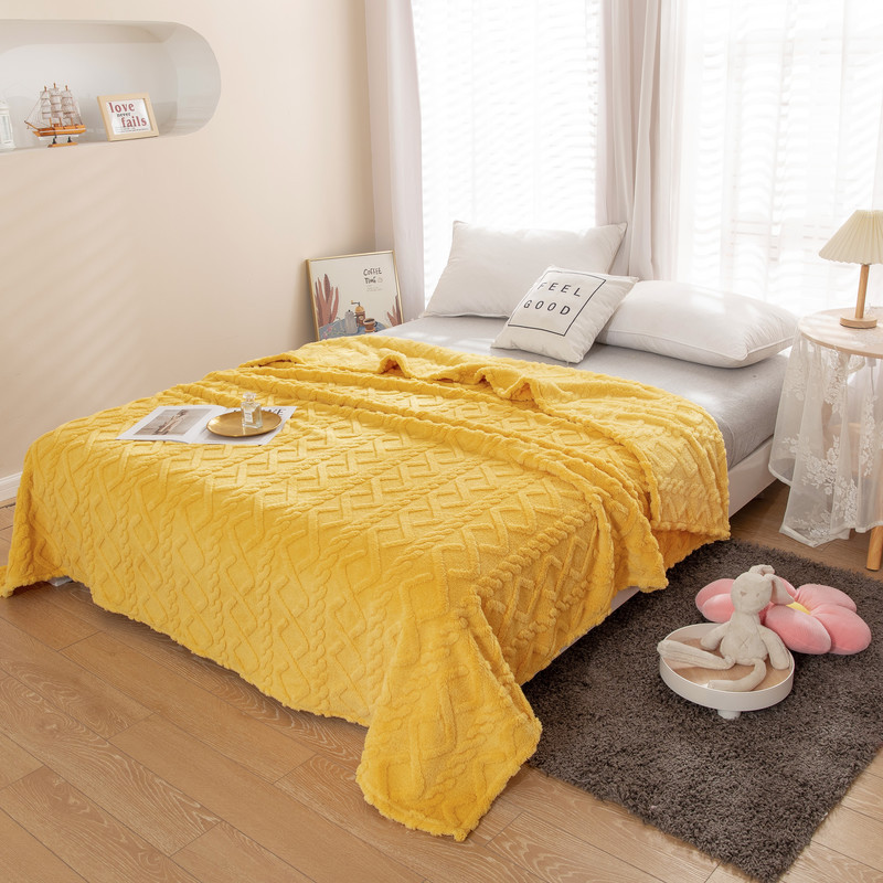 Picture of Solid Color 3D Jacquard All Year Round Taffeta Blanket Quilted Flannel Spring and Summer Nap Blanket Cover Small and Super Soft