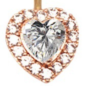 Picture of Double Heart-Shaped Stainless Steel Belly Button Ring with Heart-Shaped Navel Stud and Zircon Inlay Navel Jewelry
