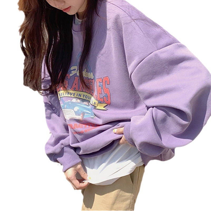 Velvet Loose Casual Sweatshirt Women's Autumn and Winter Outwear Vintage Round Neck Long-Sleeved Bottoming Shirt Top Export Korean Women's Clothing
