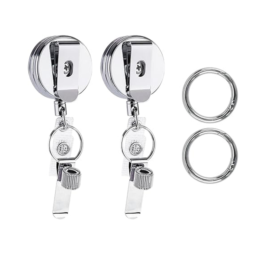 4CM zinc alloy silver plus spring ring buckle retractable pen case easy pull buckle retractable buckle easy pull keychain