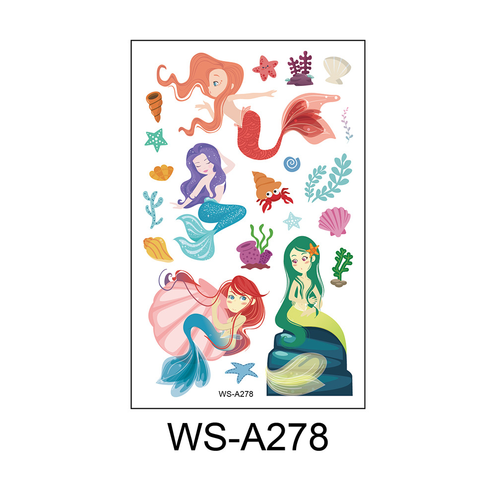 Picture of Cross Border Waterproof Sweat Tattoo Children Cartoon Dream Party Princess Theme Stickers suit Mermaid Tattoo Stickers