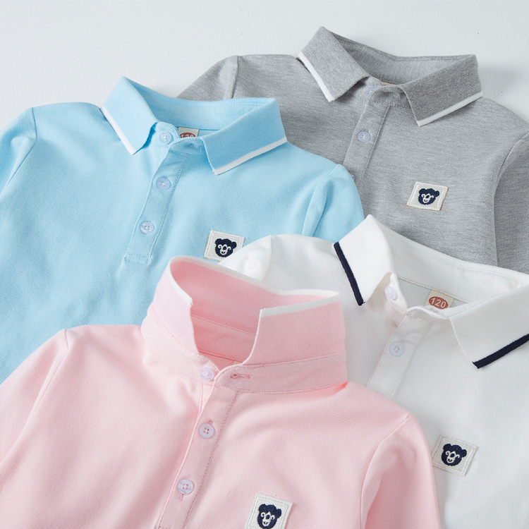 Children's Base Shirt 2023 Spring and Autumn New Long Sleeve Top Boys and Girls Cotton Polo Shirt T-shirt for Middle and Large Children's School Uniform