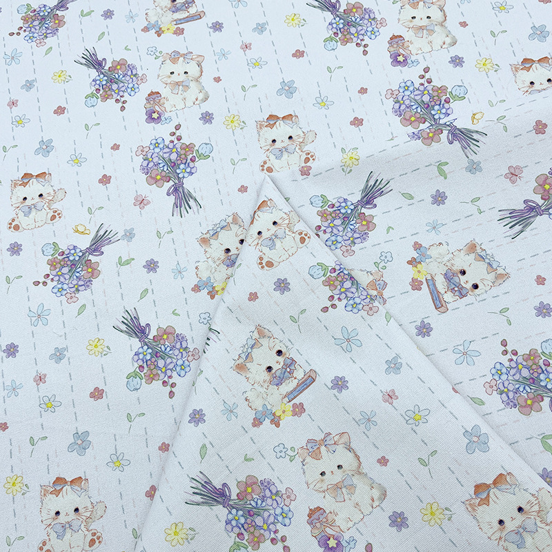All-Cotton Canvas Bouquet Cat 1.0m Price Bag Jacket Vest Handmade DIY Fabric 1.5m Width