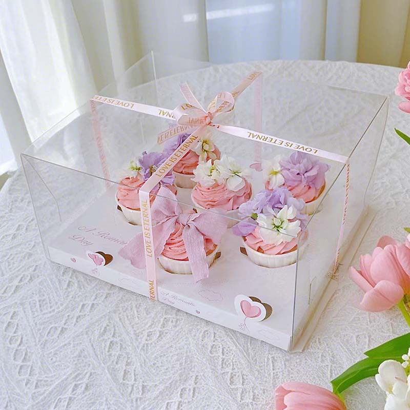 520 Mother's Day Cupcake Packaging Box 6-Pack 12-Pack High-Thickened Transparent Mafen Cup Packaging Box