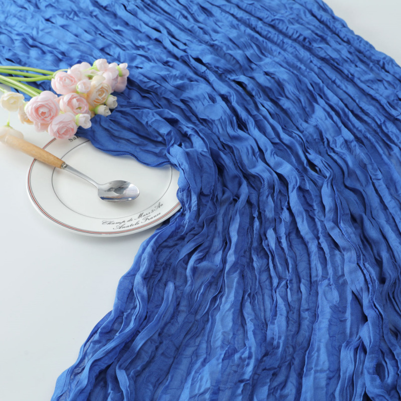 Picture of Cross-border Hot Home Birthday Party Decoration Bari Yarn Tablecloth Wedding Shooting Background Props Table Runner Wrinkled Cloth