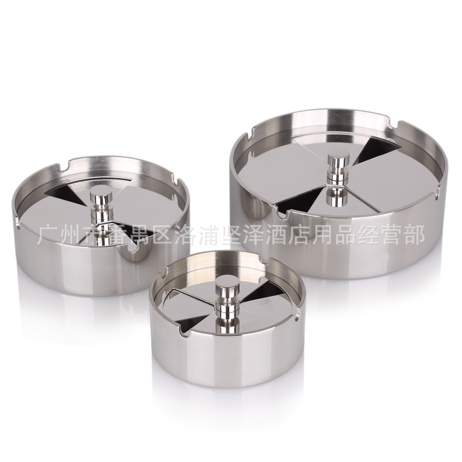 Picture of [Small] high-grade thick stainless steel rotating ashtray rotating windproof ashtray rotating cover can be sealed