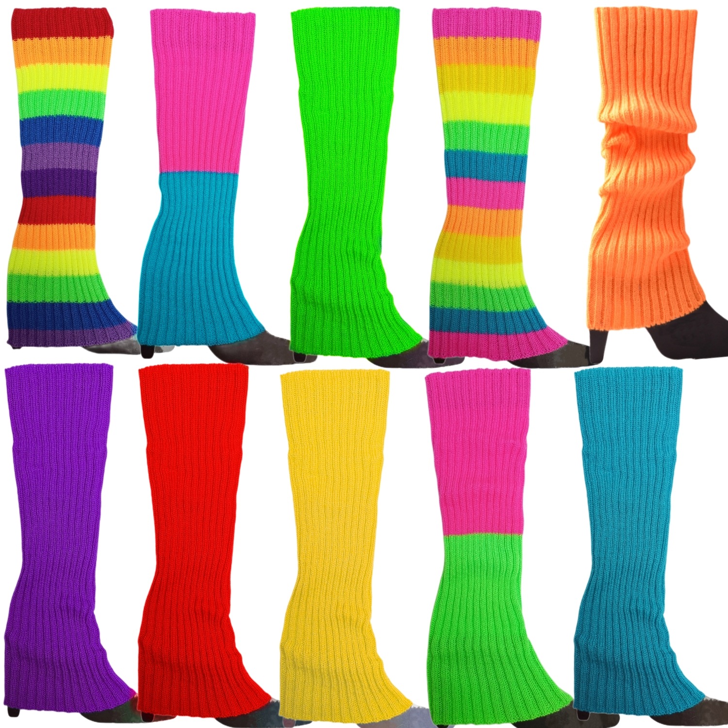 Multi-Color Fluorescent Bright Color Women's Woolen Leg Covers Autumn and Winter Jk Sexy Versatile Knitted Foot Covers Warm Pile Socks Boot Covers