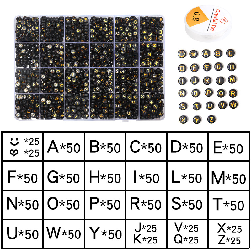 Picture of Amazon Hot Sale 24 Grid Multi Style Letter Beads Boxed Color Beads Handmade Set with Accessories diy Material