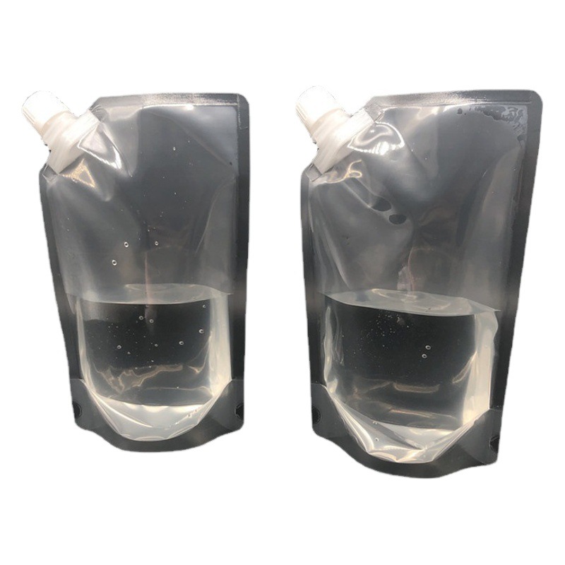 500ML aluminum foil nozzle bag in stock wholesale milk transparent self-standing sealed bag 1L oblique mouth nozzle bag portable