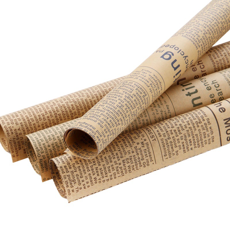 Flower companion shadow English newspaper bouquet wrapping paper vintage solid color kraft paper flowers wedding supplies florist supplies