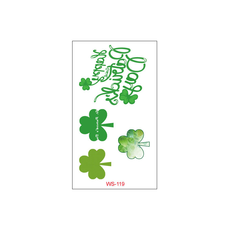 Picture of Cross-border Source Waterproof Sweat Green Hat Clover Face Irish Day Sticker St Patrick's Day Tattoo Sticker
