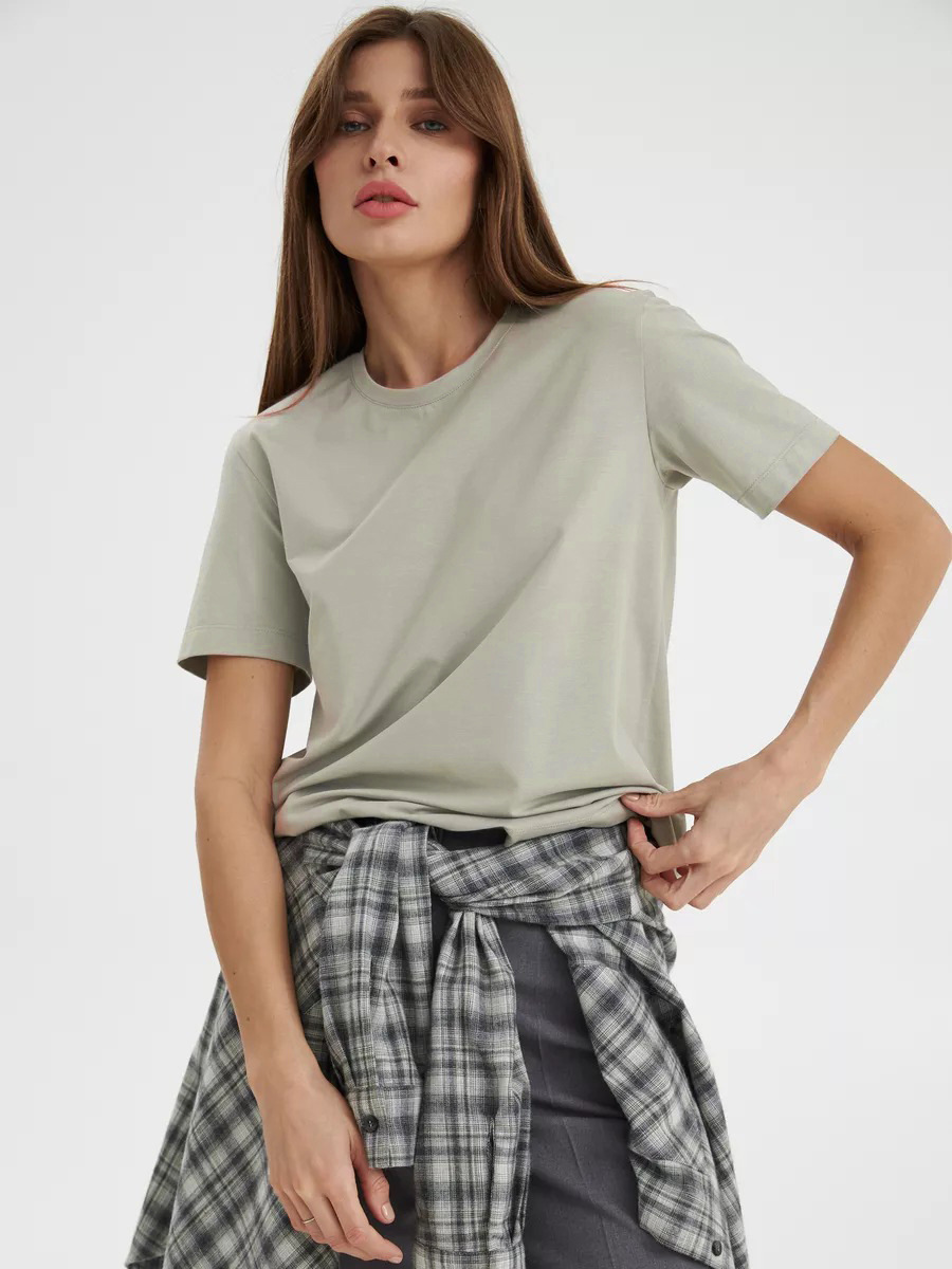 Picture of Cross-Border Short-Sleeved T-Shirt European and American 2025 Summer New Women's Fashion Casual Home Work Clothing Versatile Round Neck Short-Sleeved T-Shirt