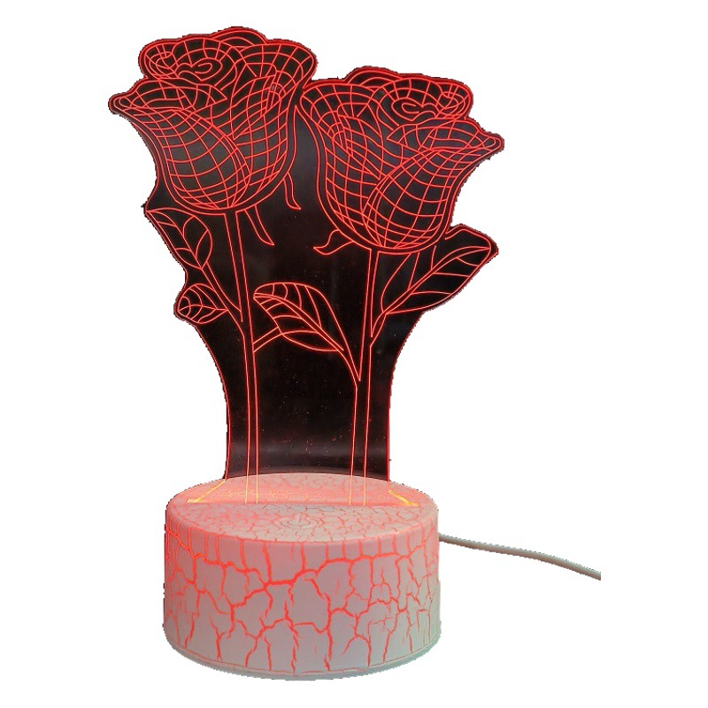 Cross-border 3D night light base plug-in acrylic night light colorful acrylic light remote control wood grain 3D night light