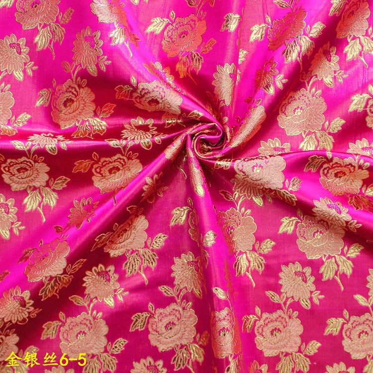 Picture of Wholesale Performance Clothing Hanfu Ancient Costume Fabric Gold Five-Color Rose Brocade Jacquard Fabric Gold and Silver Jacquard Fabric