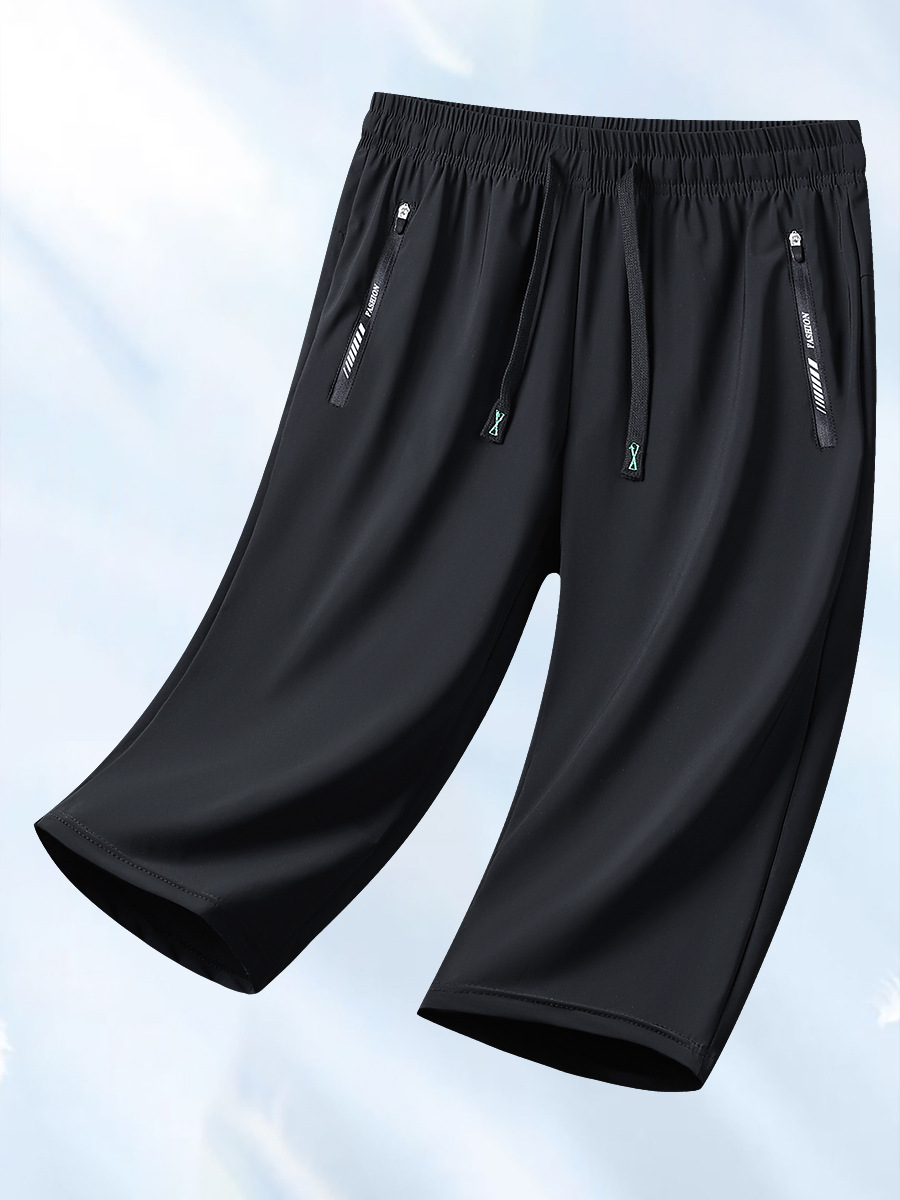 Ice Silk Capri Pants Men's 2024 Summer Thin Loose Casual Sports Pants Plus Large Size Quick-drying Pants 2227