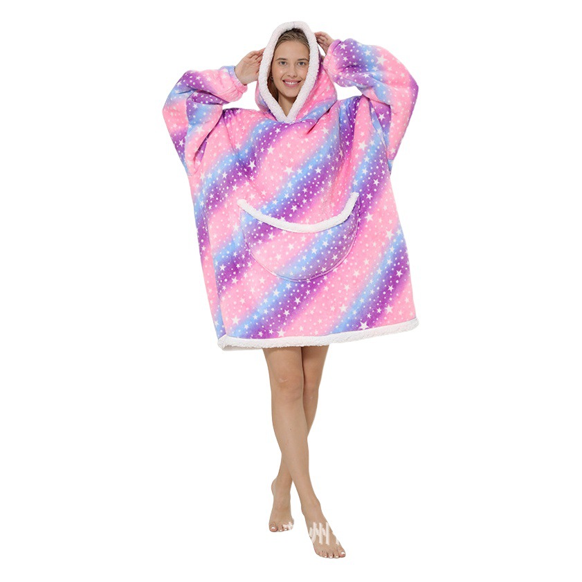 Lamb Wool Lazy Blanket Pullover Cold-Proof Clothing Autumn and Winter Thickened Hooded Lazy Clothes Outdoor Tv Warm Pajamas