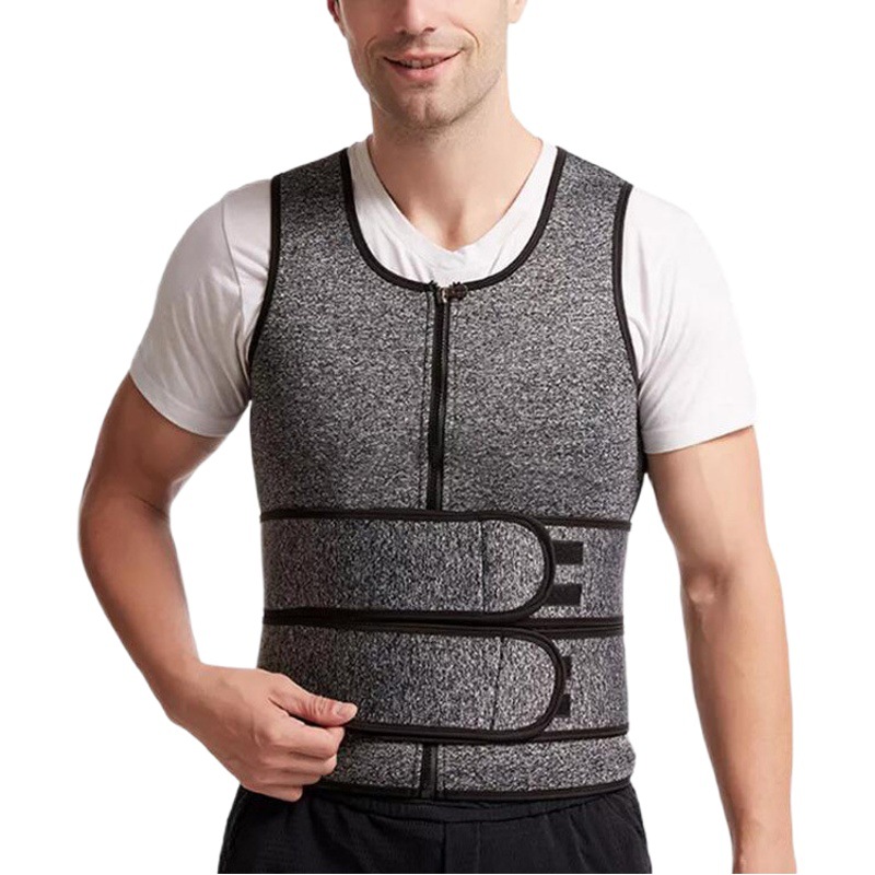 External Wear Tummy Control Sweat Clothing Sports Neoprene Double Belt Sweat Vest Fitness Belly Reduction Body Shaping Clothing for Men