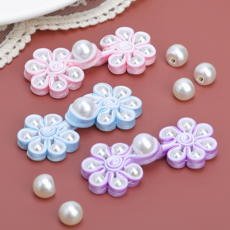 Cheongsam Buckle Button National Style Pearl Peach Buckle Vintage Hand-woven Button New Chinese dress Decorative Buckle