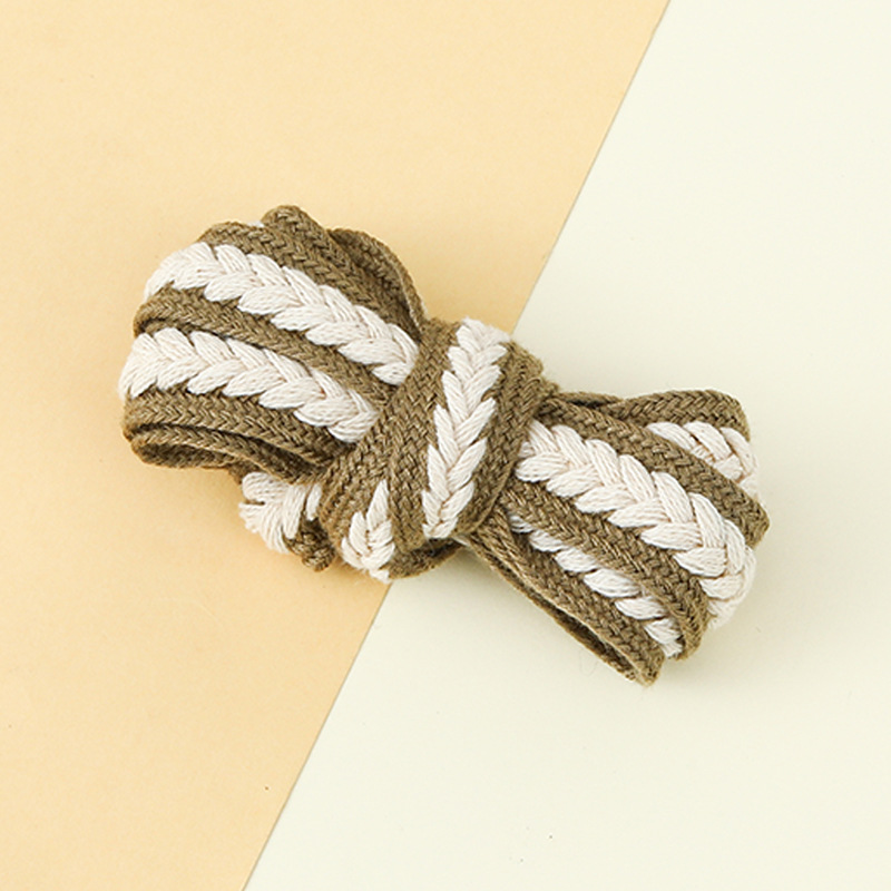 Picture of Marshmallow Two-Color Wheat Ear Shoelaces 1.5cm Casual Shoes Sneakers Twist Woven Cotton Shoelaces Ready for Cross-Border Wholesale