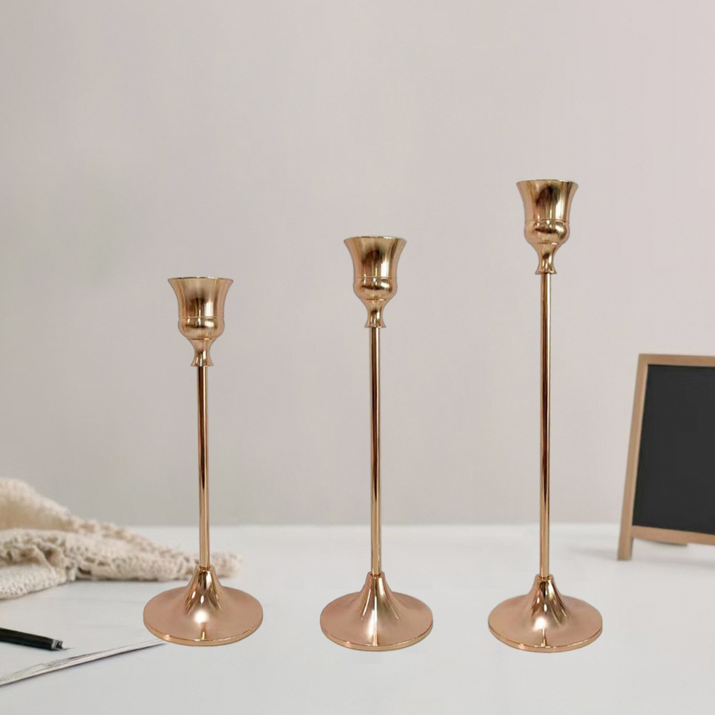 Picture of Cross-border European Retro Brass Candle Holder Romantic Christmas Candle Dinner Ornaments Wedding Props Candle Holder Bottom