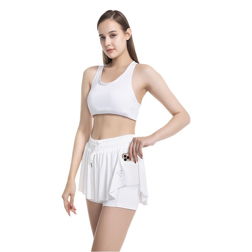 Amazon 2-in-1 Tennis Skirt Yoga Sports Short Skirt Running Fitness Sports Pocket Skirt Women's Cross-Border