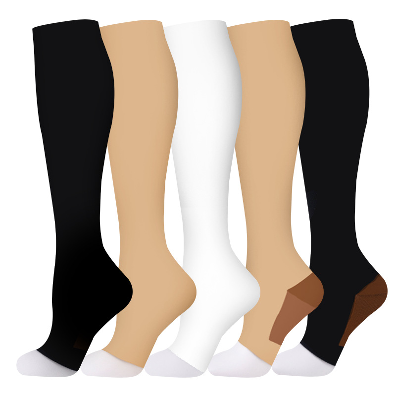 Cross-border open-toe compression socks outdoor sports calf socks running rope skipping socks long tube shaping socks