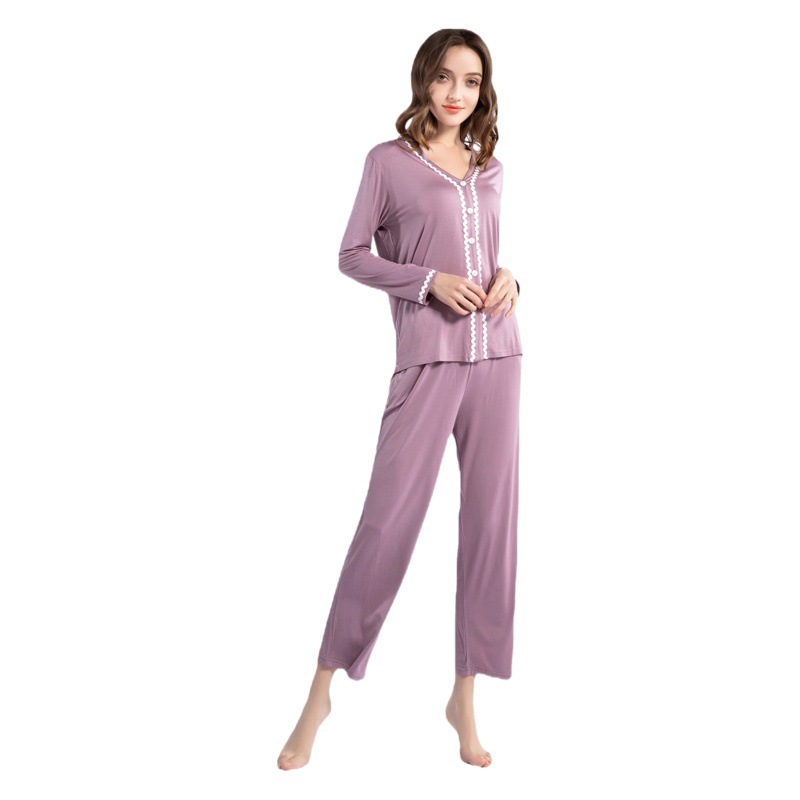 Special Offer Modal Plus-Size Pajamas Women's Loungewear Button-Down Cardigan Lace Lingerie Casual Korean Style Pajama Set