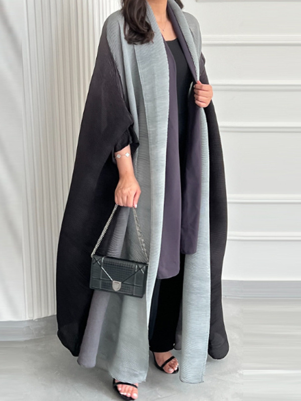Gradient Color Coat, Pleated Loose Large Size New Windbreaker, Autumn Women's Bat Sleeve Scarf Style Long Style