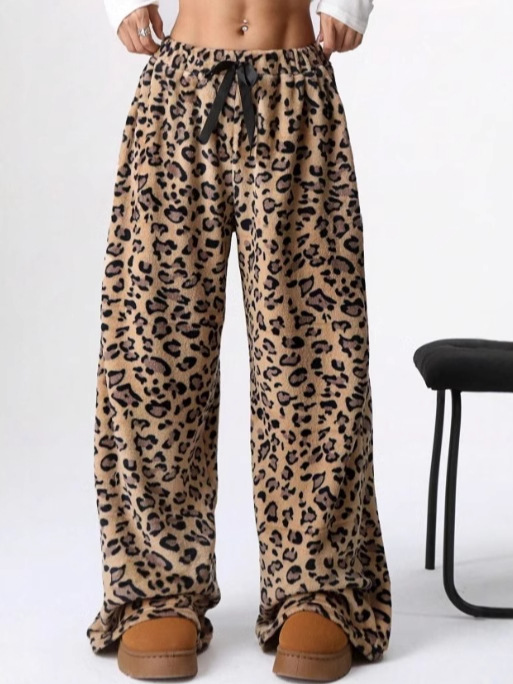 Europe and the United States cross-border TK Amazon temu AliExpress Europe and the United States new casual pants Leopard print pants wide leg pants
