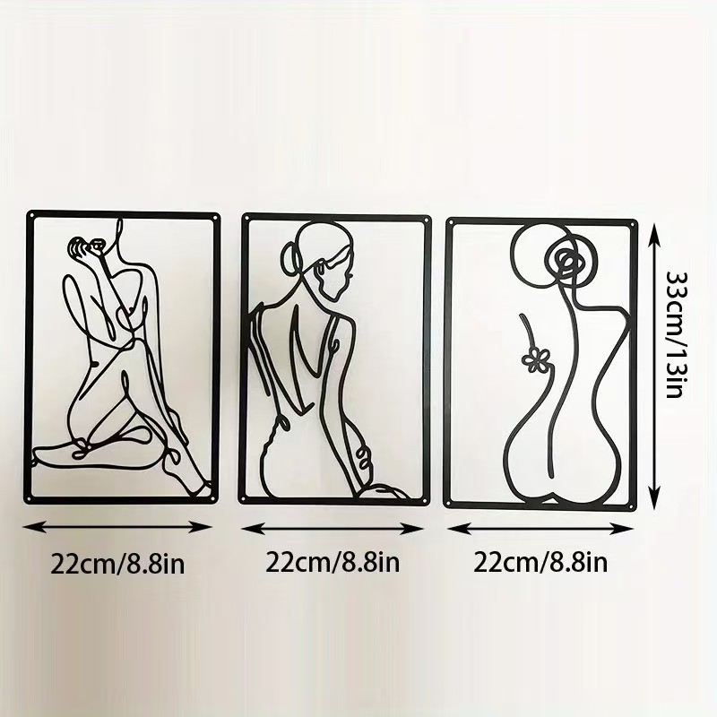 Picture of Amazon Metal Simple Female Line Silhouette Background Wall Iron Crafts Home Living Room Bedroom Wall Hanging