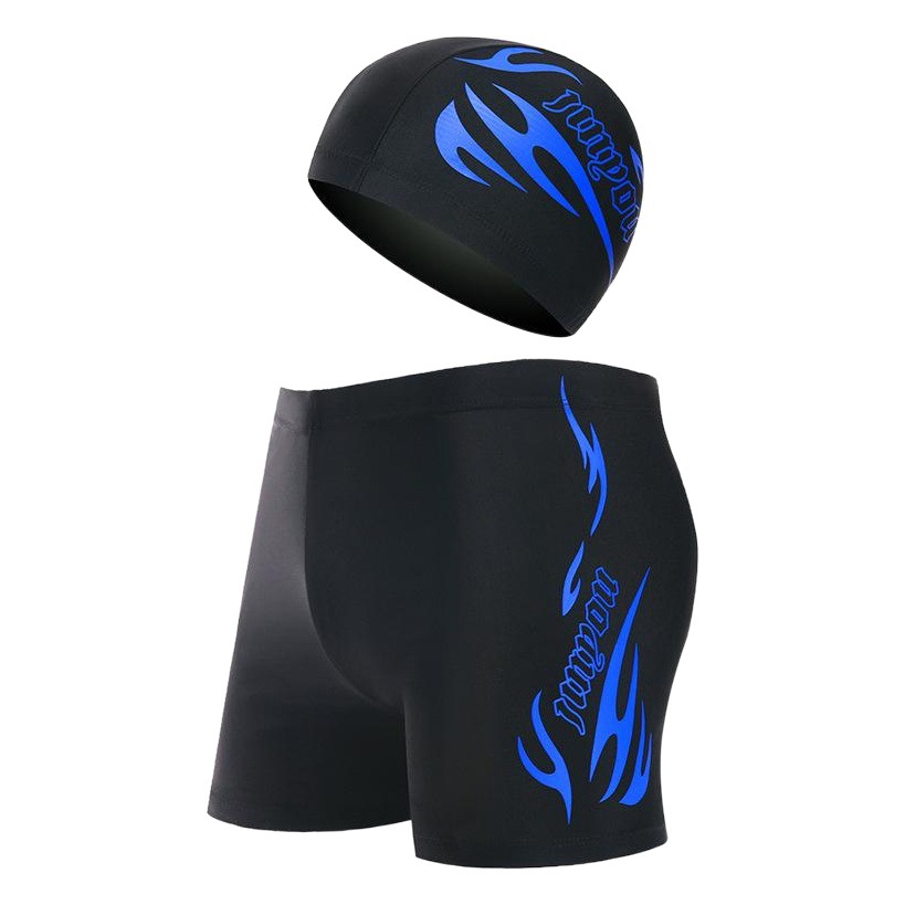 Men's swimming trunks adult quick-drying loose swimsuit plus size boxer with swimming cap suit factory wholesale holiday swimming trunks