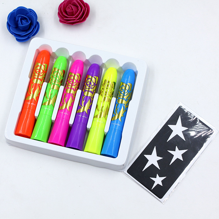 Picture of 6-Color Luminous Face Paint Set Party Halloween Event Makeup Props DIY Washable Face Painting Crayon