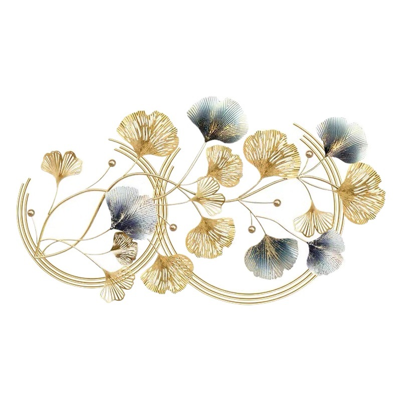 Detachable new Chinese style light luxury ginkgo leaf wall decoration living room wall decoration pendant three-dimensional iron wall hanging