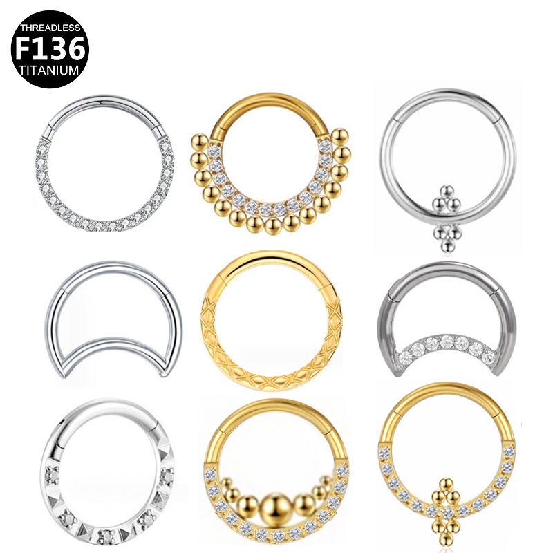 Gaibei European and American cross-border F136 special-shaped closed ring diamond-embedded nose ring titanium puncture nose ring nipple ring puncture jewelry factory