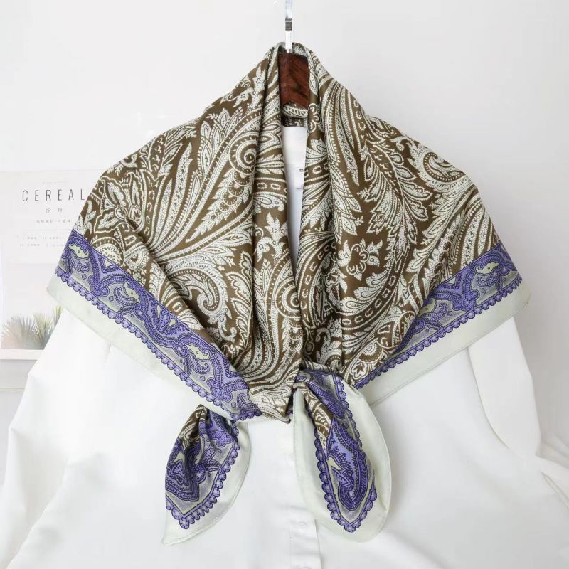 Picture of Autumn and winter all-match shawl animal printed black and white simple large square 90*90CM imitation silk twill silk scarf for women