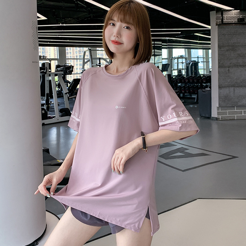Picture of Yoga Short-sleeved Fitness Suit Sports T-shirt Women's Loose Running Blouse Summer Thin plus size chubby girl Quick-drying Top