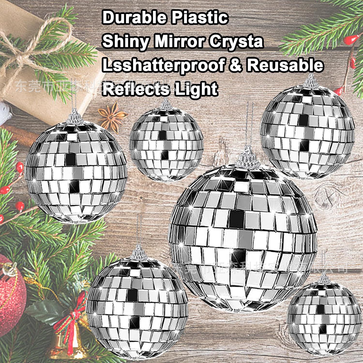 Picture of Cross-border new mirror laser foam disco ball Christmas lens ball glass lens ball stage reflective ball