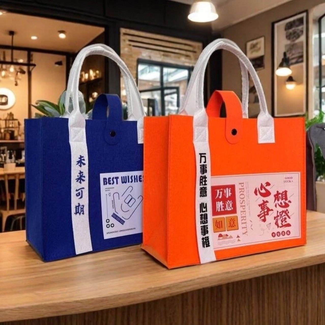 New Ribbon Felt Bag Fashion Trend Printable Logo Felt Bag Chinese Style Ribbon Gift Box Felt Handbag